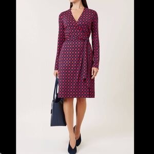 Hobbs London Deliah Geo Print Wrap Dress Size 6 Women Long Sleeve Viscose Blend